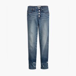 Madewell - Slim Straight Jeans: Distressed Button-Front Edition - Size 27 - Blue